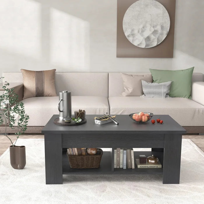 Black Lift Top Extendable Coffee Table With Storage