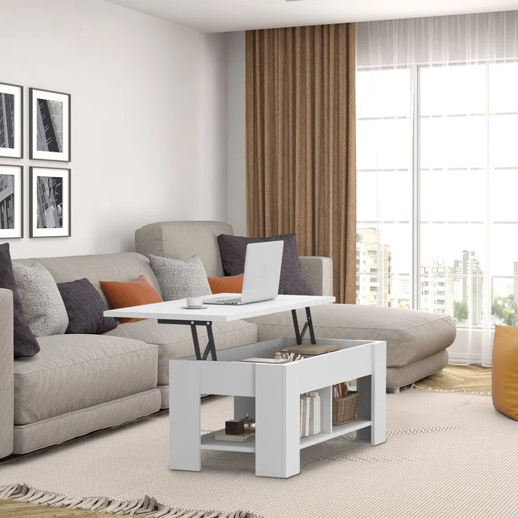 Black Lift Top Extendable Coffee Table With Storage