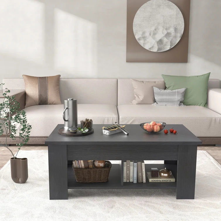 Black Lift Top Extendable Coffee Table With Storage