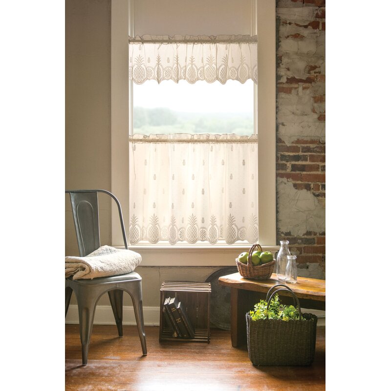 30" H x 60" W Blake Floral Tailored 60'' Cafe Curtain B111-HAS219