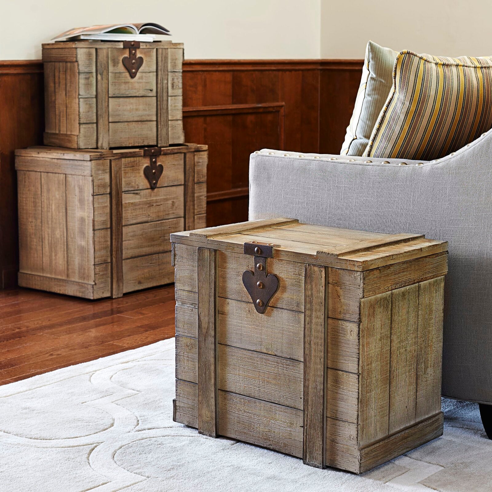15.75" H x 19" W x 11" D Gray Blakeney Wooden Home Chest K7052