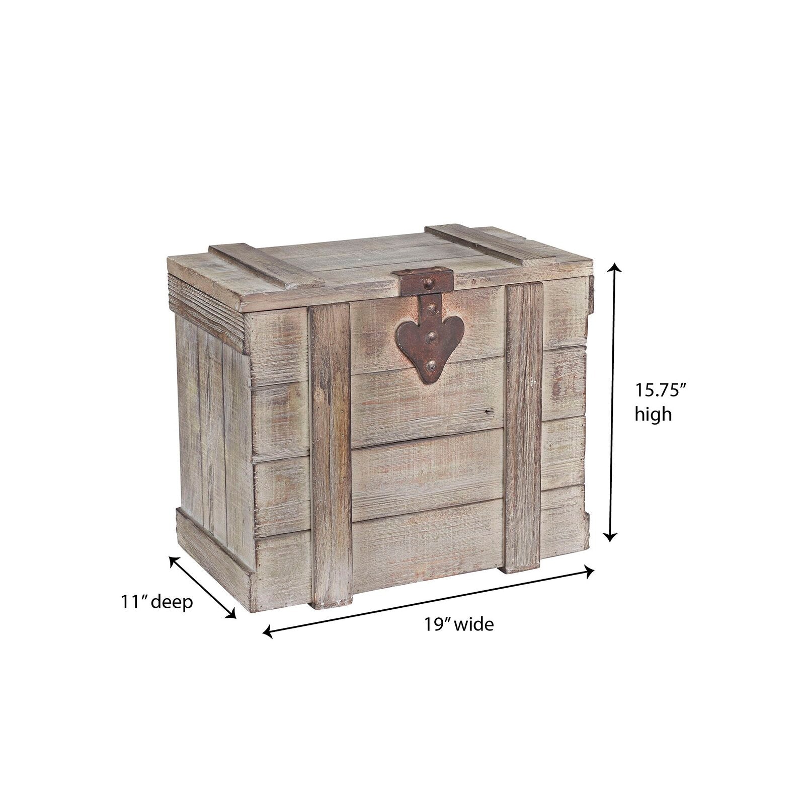 15.75" H x 19" W x 11" D Gray Blakeney Wooden Home Chest K7052