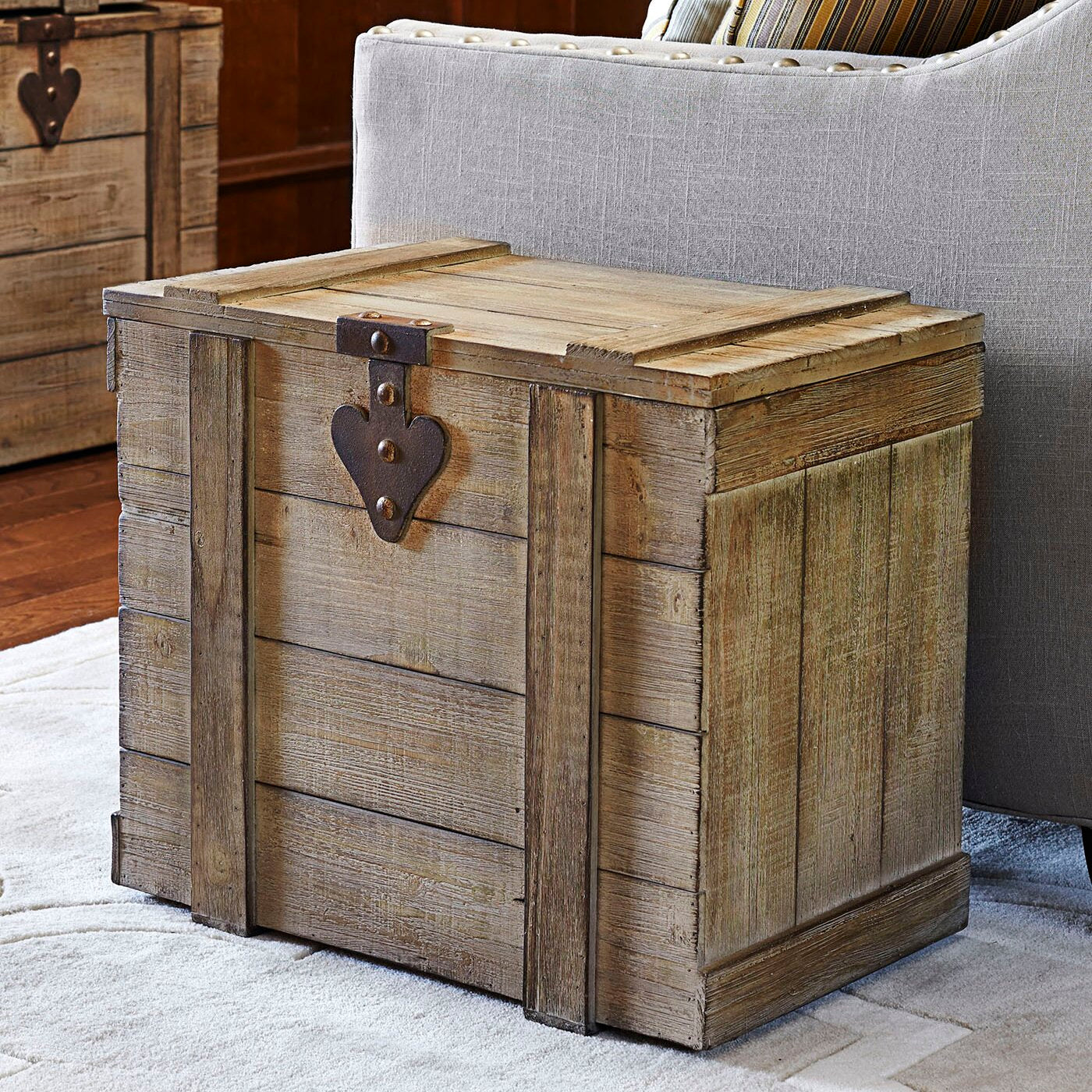 15.75" H x 19" W x 11" D Gray Blakeney Wooden Home Chest K7052