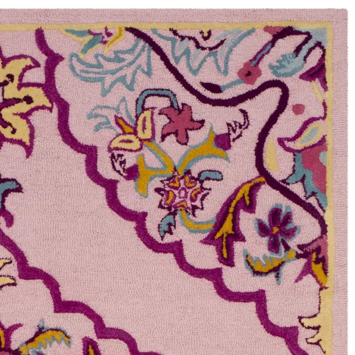 Blokzijl Oriental Handmade Tufted Wool Area Rug in Pink, Rectangle 2' x 3'