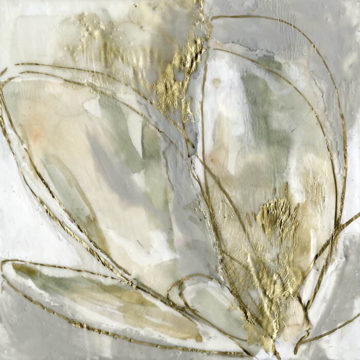 36" H x 36" W x 1.25" D Blooming Gold II by Jennifer Goldberger - Wrapped Canvas Painting