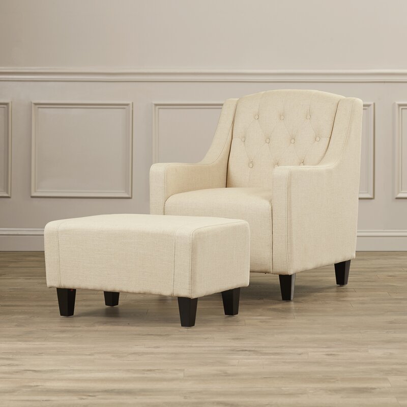 Bloomington 29.75'' Wide Tufted Armchair and Ottoman