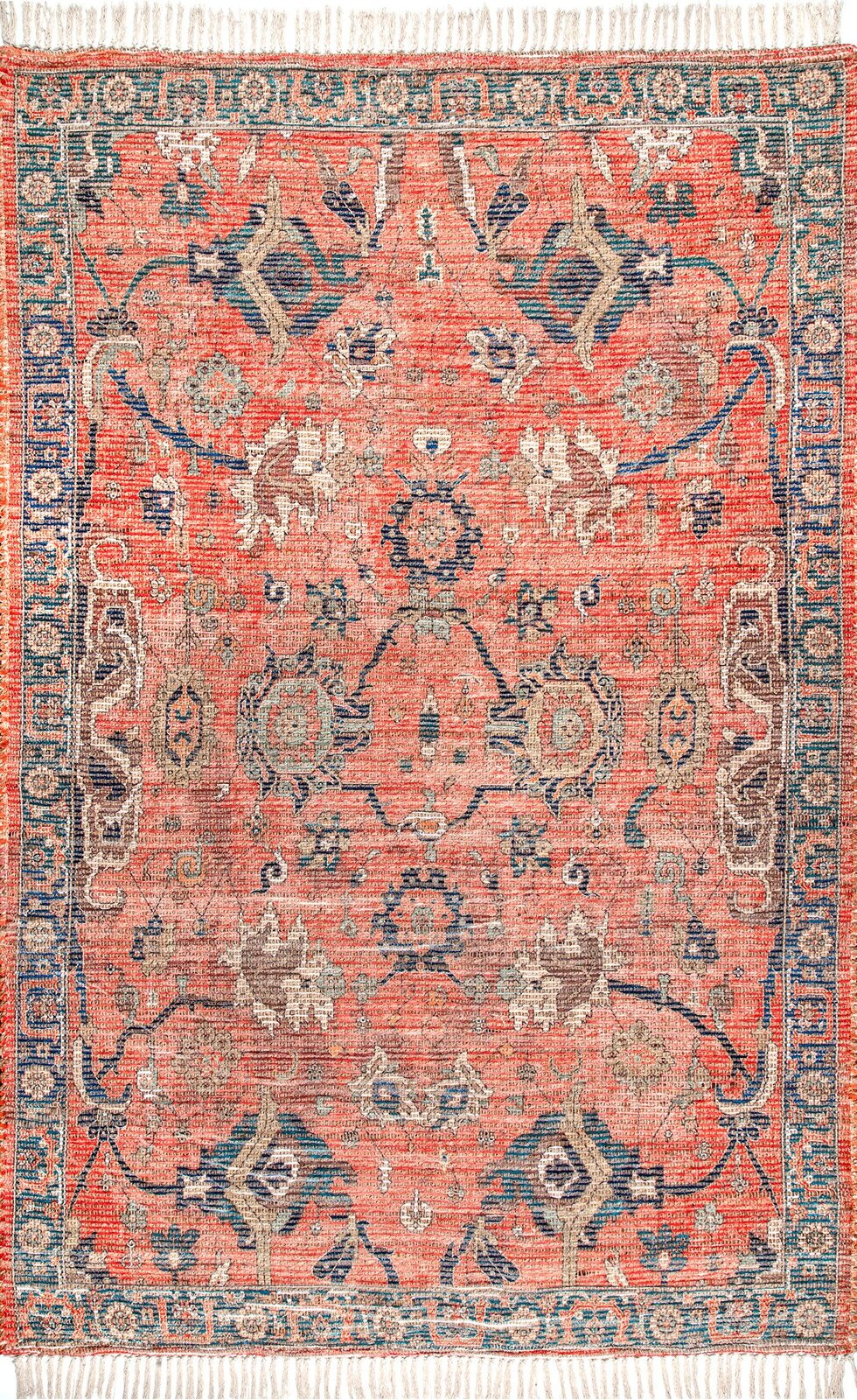 Abou Flatweave Coral/Blue Area Rug s rug113