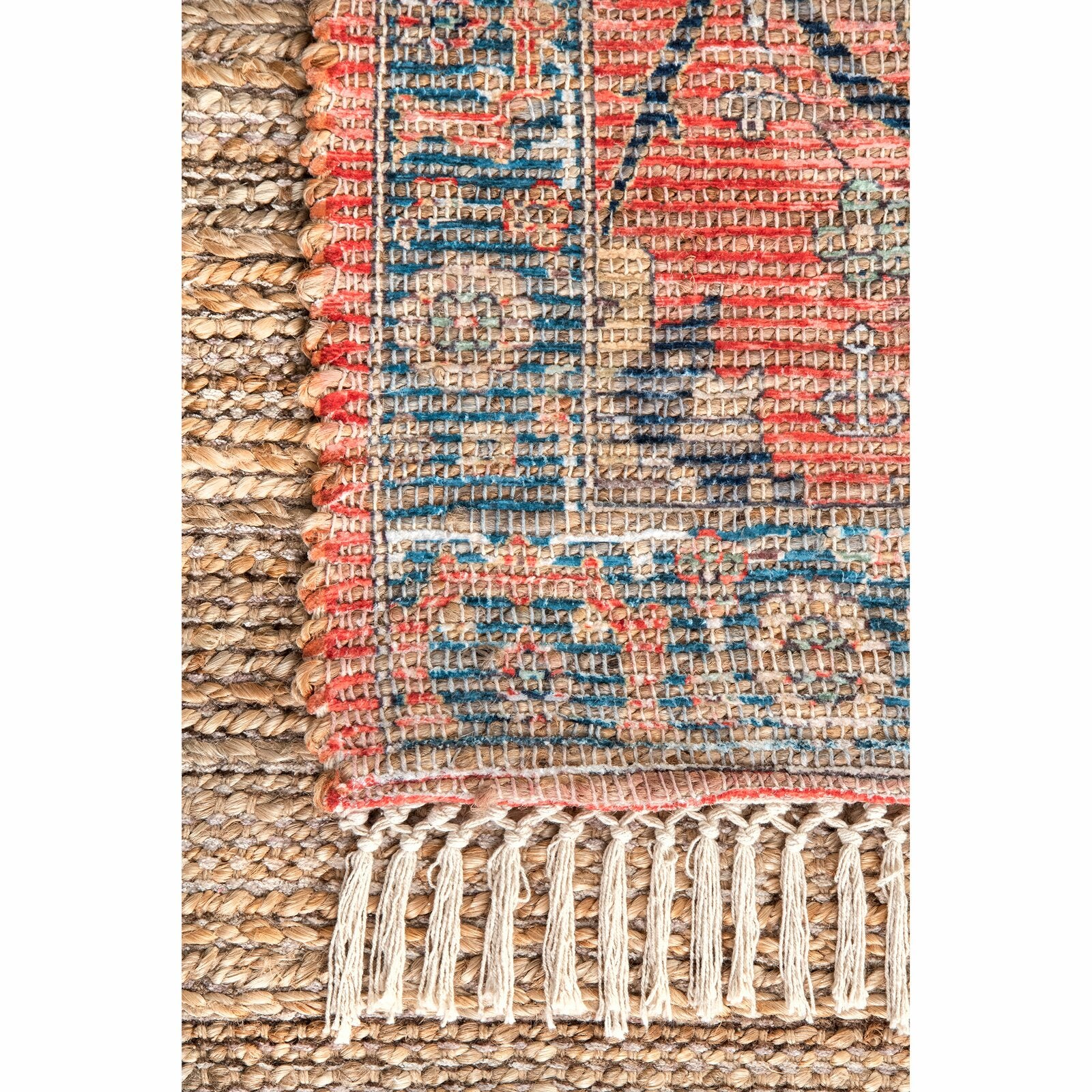Abou Flatweave Coral/Blue Area Rug s rug113
