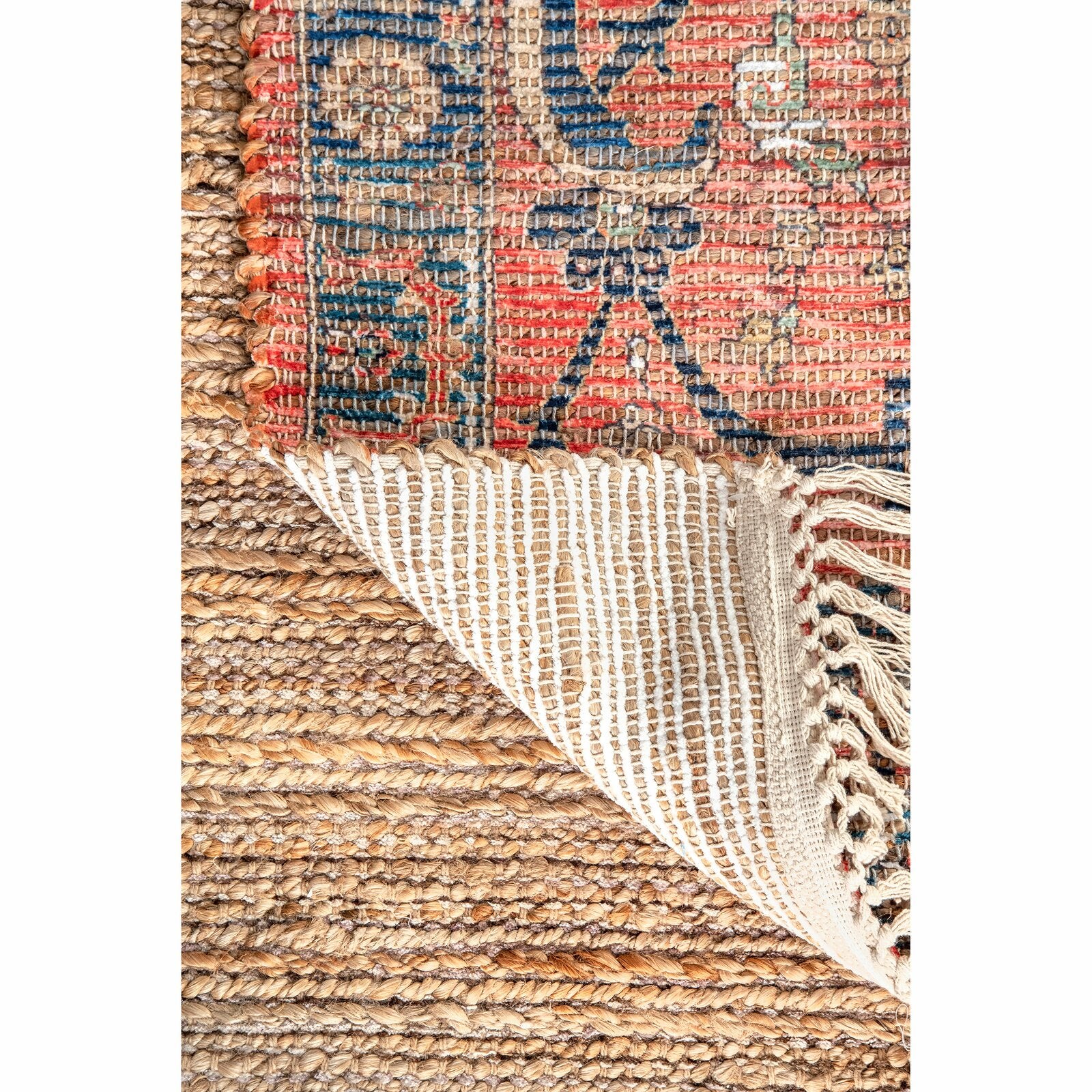 Abou Flatweave Coral/Blue Area Rug s rug113