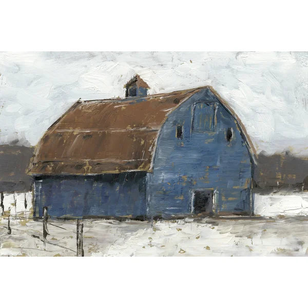 Blue Barn I by Ethan Harper - Wrapped Canvas Painting 24"x36"