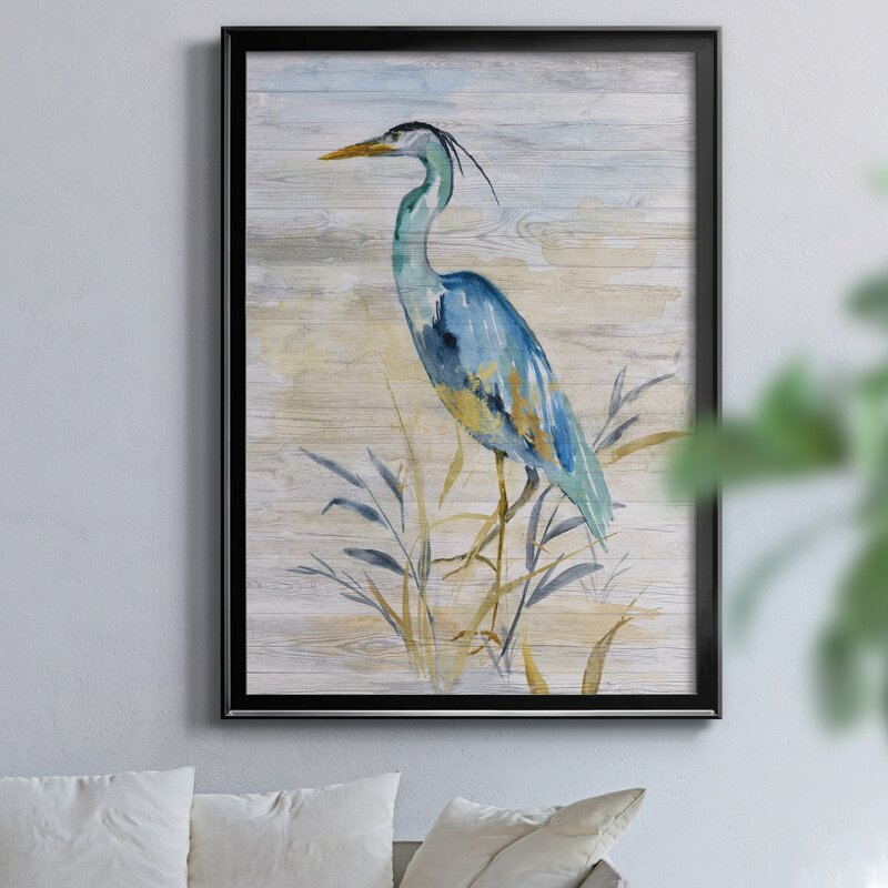 Blue Heron II by J Paul - Picture Frame Painting on Canvas 18.5" H x 24.5" W x 1.5" D