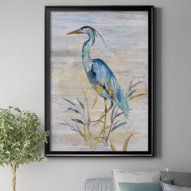 Blue Heron II by J Paul - Picture Frame Painting on Canvas 18.5" H x 24.5" W x 1.5" D