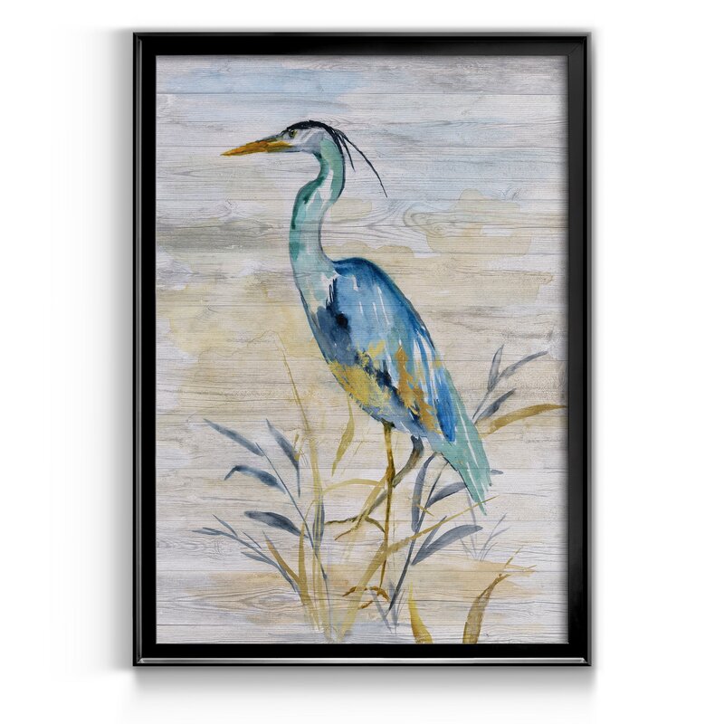 Blue Heron II by J Paul - Picture Frame Painting on Canvas 18.5" H x 24.5" W x 1.5" D