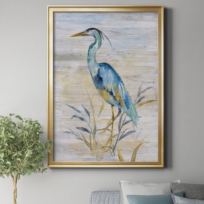 18.5" H x 24.5" W x 1.5" D Blue Heron II by J Paul Picture Frame Painting on Canvas