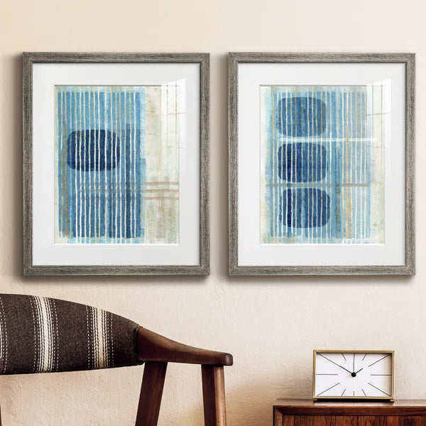 Blue Horizon I - 2 Piece Picture Frame Print Set on Canvas (Set of 2)