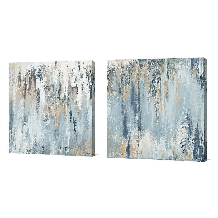 36" H x 36" W Blue Illusion Square - 2 Piece Print on Canvas