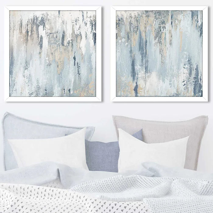Blue Illusion Square - 2 Piece Wrapped Canvas Print Set, 19.5" H x 19.5" W x 0.75" D