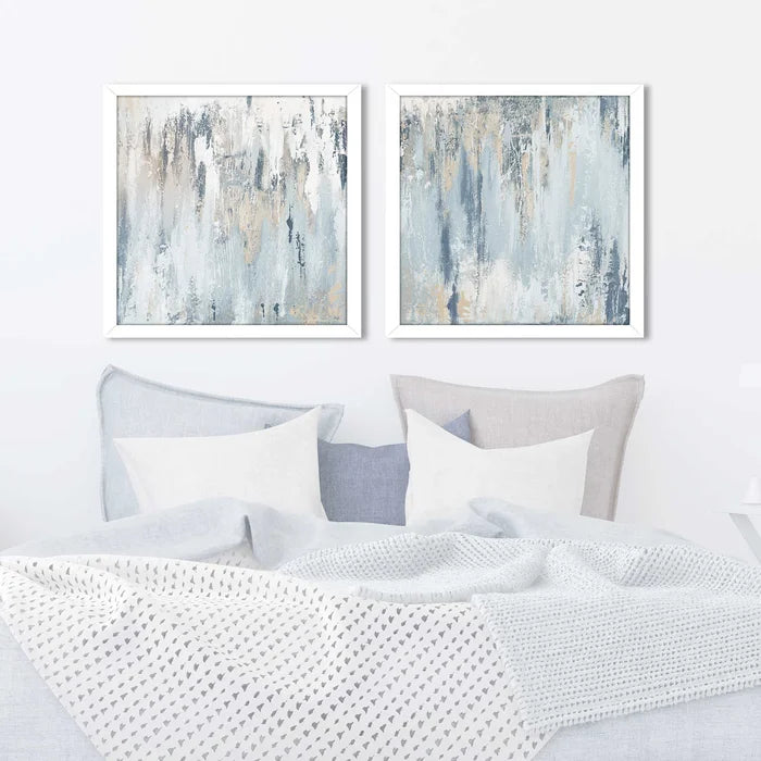 Blue Illusion Square - 2 Piece Wrapped Canvas Print Set, 19.5" H x 19.5" W x 0.75" D