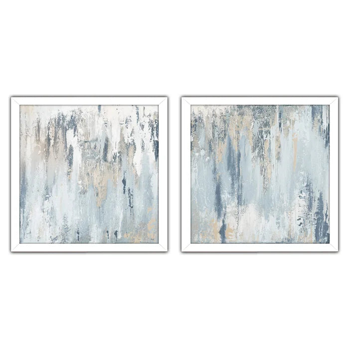 Blue Illusion Square - 2 Piece Wrapped Canvas Print Set, 19.5" H x 19.5" W x 0.75" D
