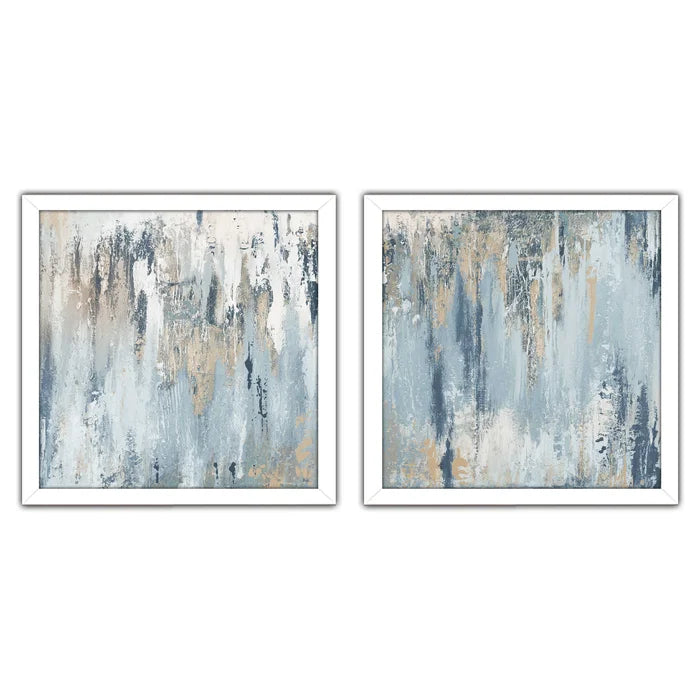 Blue Illusion Square - 2 Piece Wrapped Canvas Print Set, 19.5" H x 19.5" W x 0.75" D