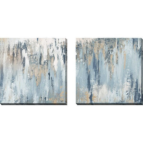 Blue Illusion Square  by Patricia Pinto - 2 Piece Wrapped Canvas Print Set CA187