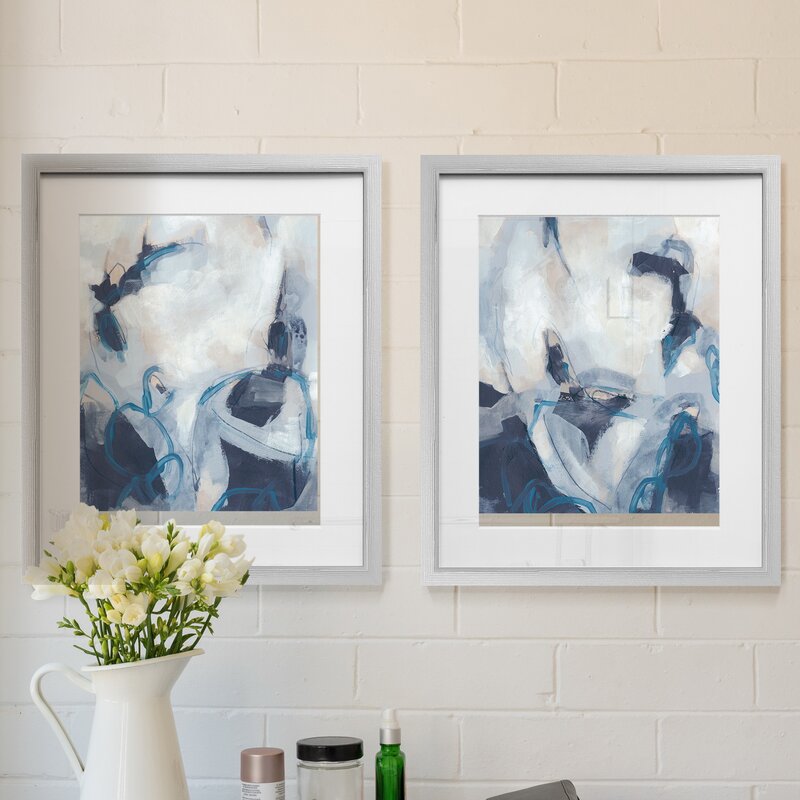 Blue Process I - 2 Piece Picture Frame Graphic Art Set