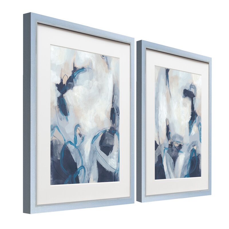 Blue Process I - 2 Piece Picture Frame Graphic Art Set