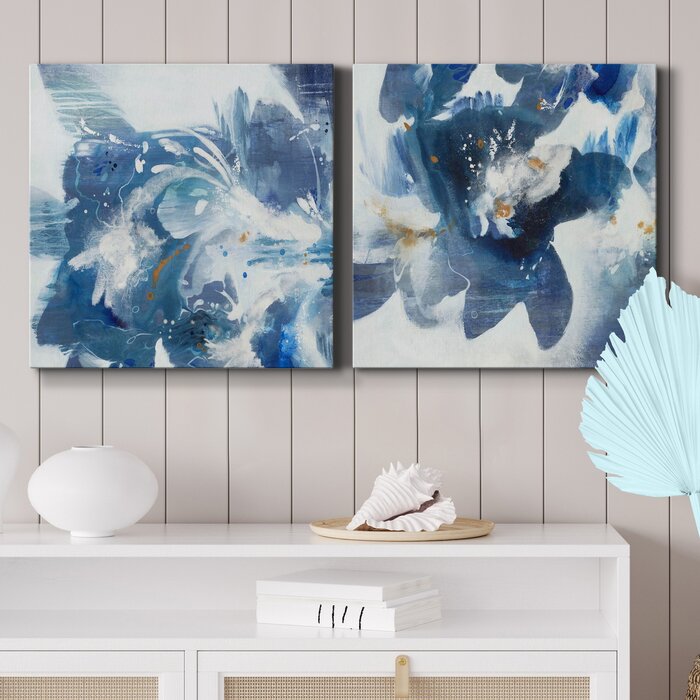 16" H x 32" W x 1" D Blue Velveteen - 2 Piece Wrapped Canvas Print