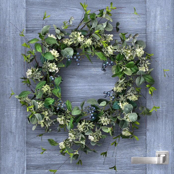 Blueberry and Lace 26" Polyester Wreath (#K341)