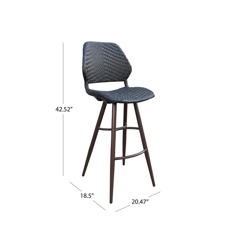 Bober Outdoor Wicker Patio Bar Chair (Set Of 2), Black CA502