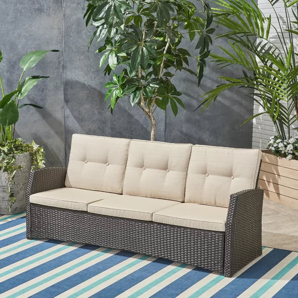 Boddie 75'' Wide Outdoor Wicker Patio Sofa with Cushions