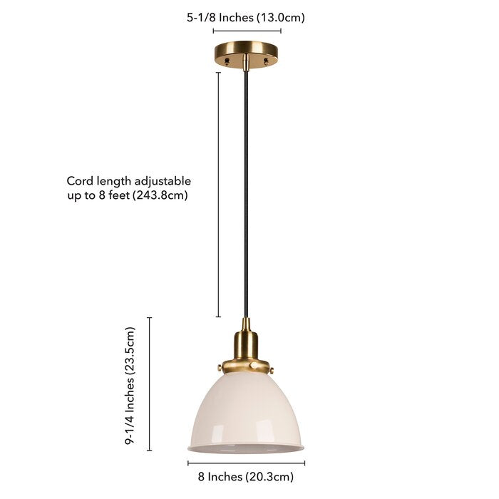 Bodie 1-Light Single Bell Pendant, Pearled White/Brass (#K3562)