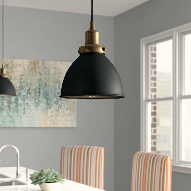 Blackened Bronze/Warm Brass Bodie 1 - Light Single Bell Pendant 7283