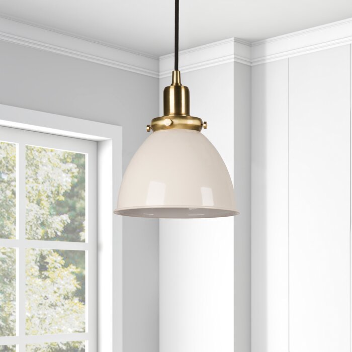 Bodie 1-Light Single Bell Pendant, Pearled White/Brass (#K3562)