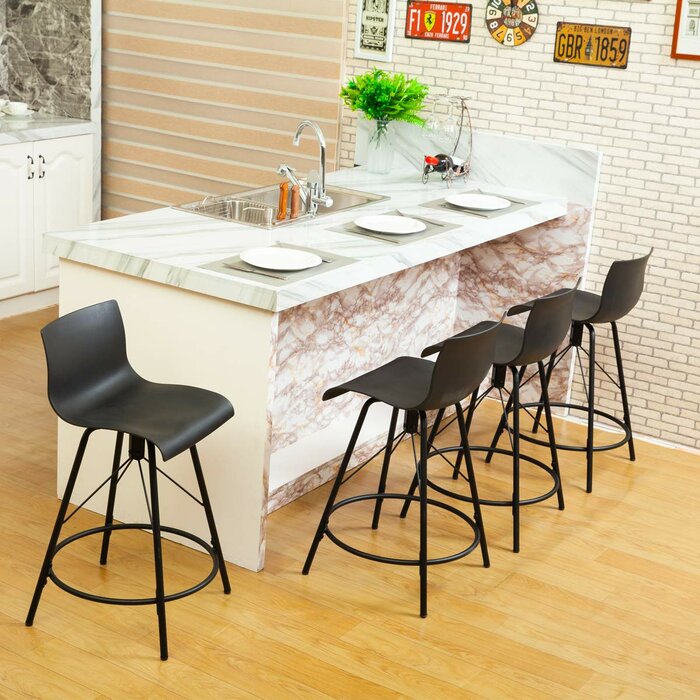 Set of 4 - Bogdan Swivel Counter Stools, Black (#K1100)