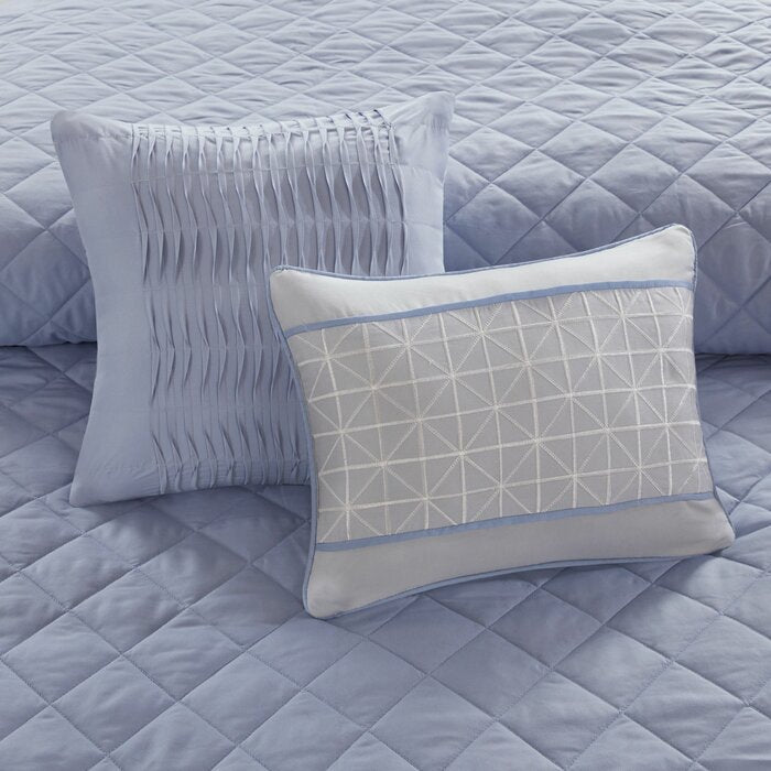 Boghos Blue Microfiber 8 Piece Comforter Set