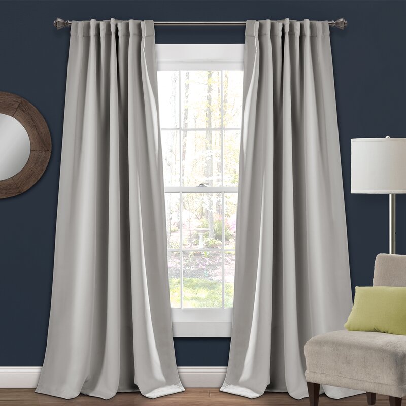 Bohannan Solid Blackout Thermal Tab Top Curtain Panels (Set of 2) SC153