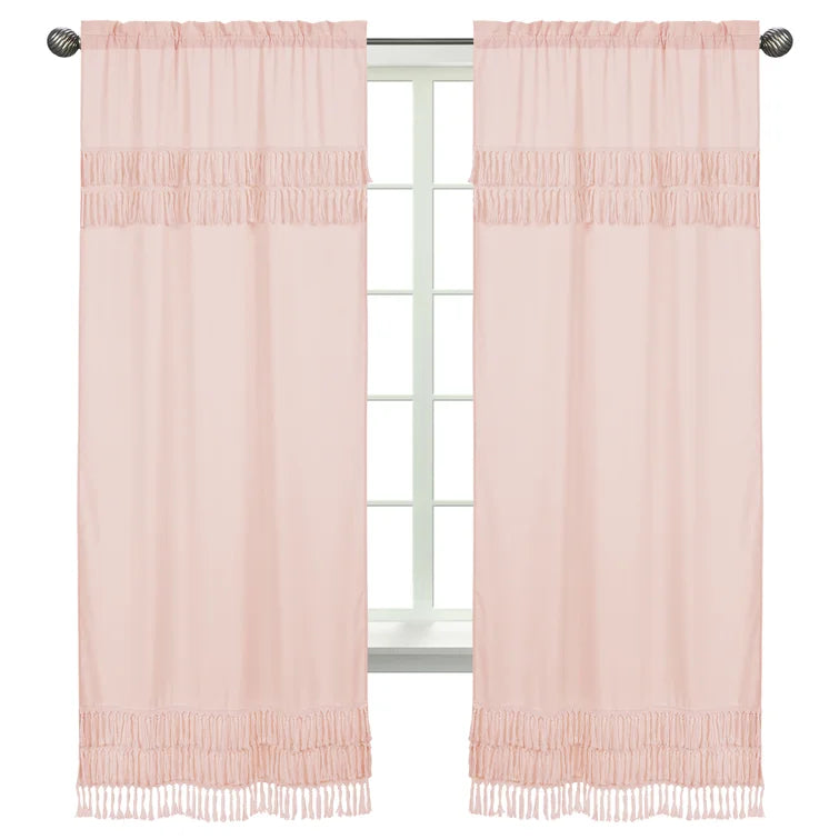 Bohemian 100% Cotton Semi-Sheer Rod Pocket Curtain Panels (Set of 4)