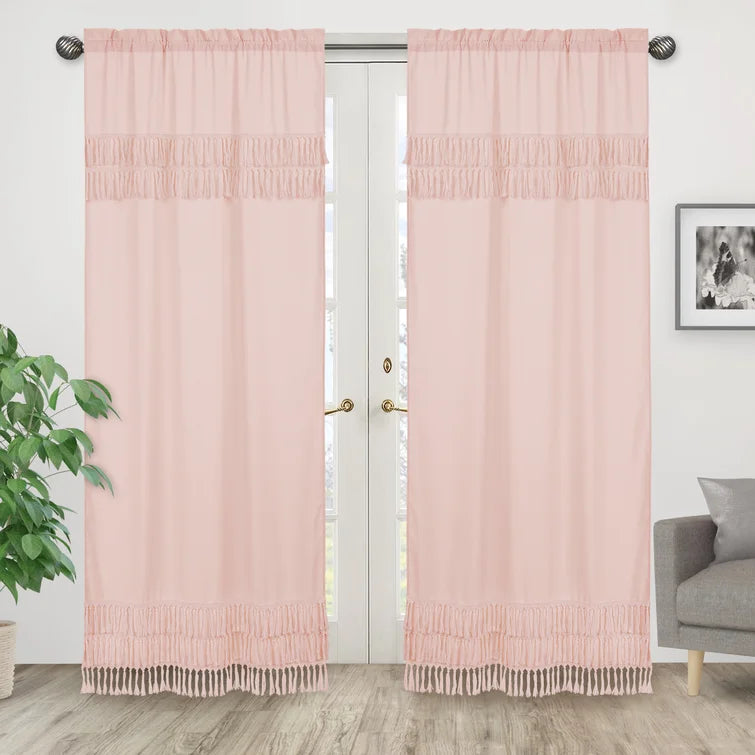 Bohemian 100% Cotton Semi-Sheer Rod Pocket Curtain Panels (Set of 4)