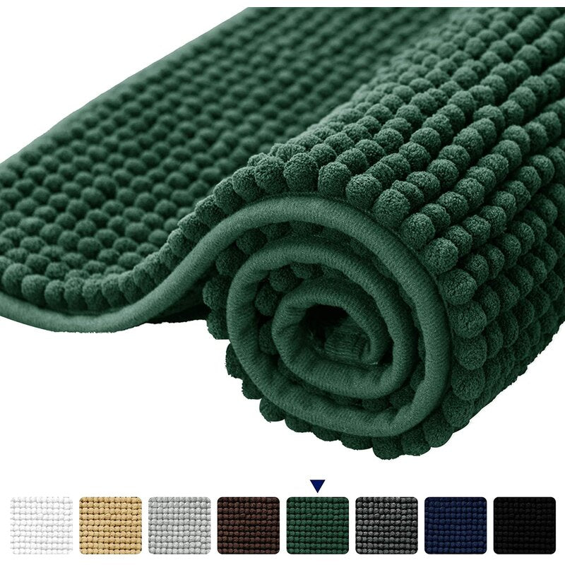 16" W x 24" L Celadon Bohumil Luxury Chenille Super Soft Absorbent Microfiber Rectangle Non-Slip Bath Rug B49-HS150