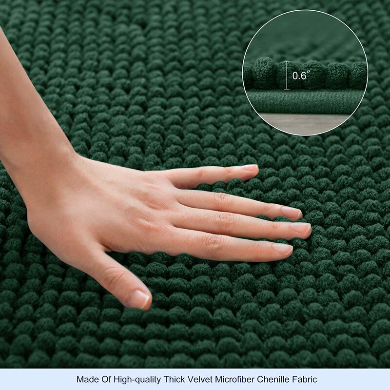 16" W x 24" L Celadon Bohumil Luxury Chenille Super Soft Absorbent Microfiber Rectangle Non-Slip Bath Rug B49-HS150