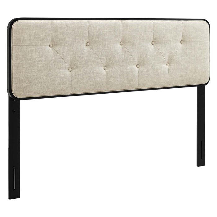 Bojanka Upholstered Panel Headboard, Black/Beige - Queen (#K6409)