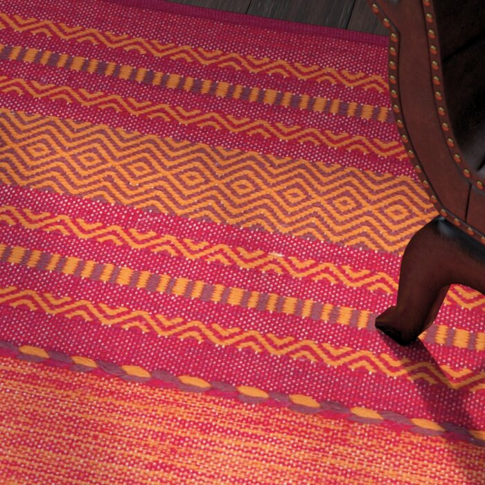 Bokard Handmade Flatweave Cotton Orange/Red Rug, Rectangle 8' x 10'