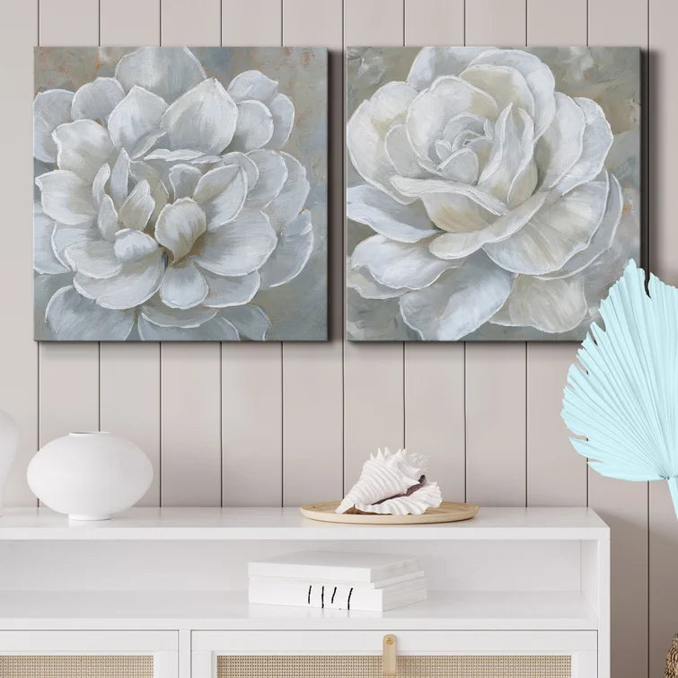 24" H x 48" W x 1" D Bombshell Bloom I - 2 Piece Wrapped Canvas Print