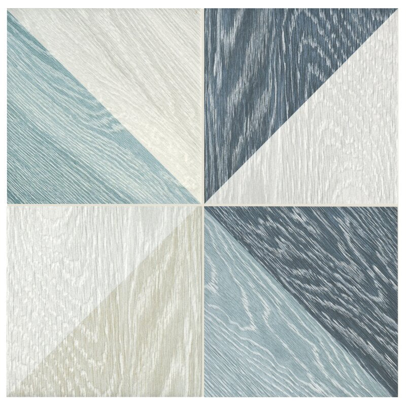 Blue  Bon Melange 7" x 7" Porcelain  Patterned Wall & Floor Tile (24 Boxes) K8785