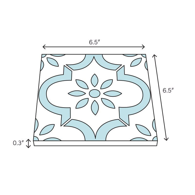 Blue  Bon Melange 7" x 7" Porcelain  Patterned Wall & Floor Tile (24 Boxes) K8785