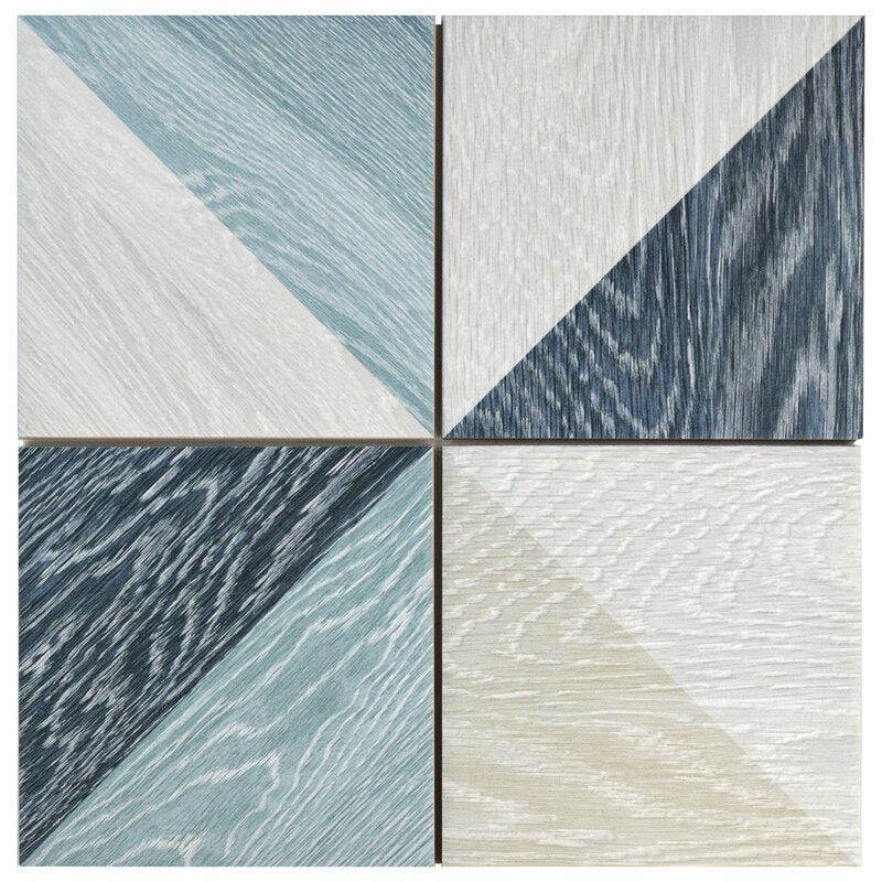 Blue  Bon Melange 7" x 7" Porcelain  Patterned Wall & Floor Tile (24 Boxes) K8785