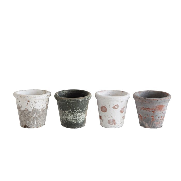 Black/Gray Bondurant 4-Piece Clay Pot Planter (Set of 4) #HA1027