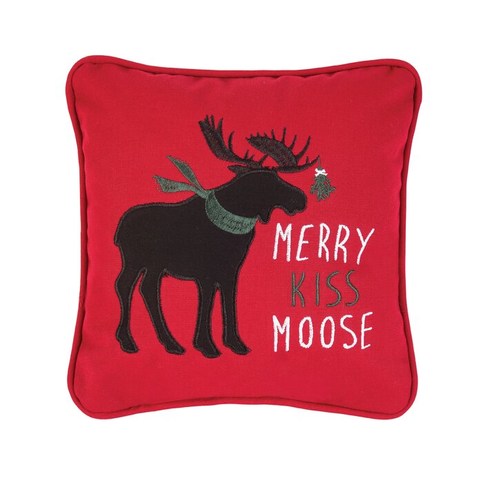 Bonilla Merry Kiss Moose Cotton Throw Pillow EE1376
