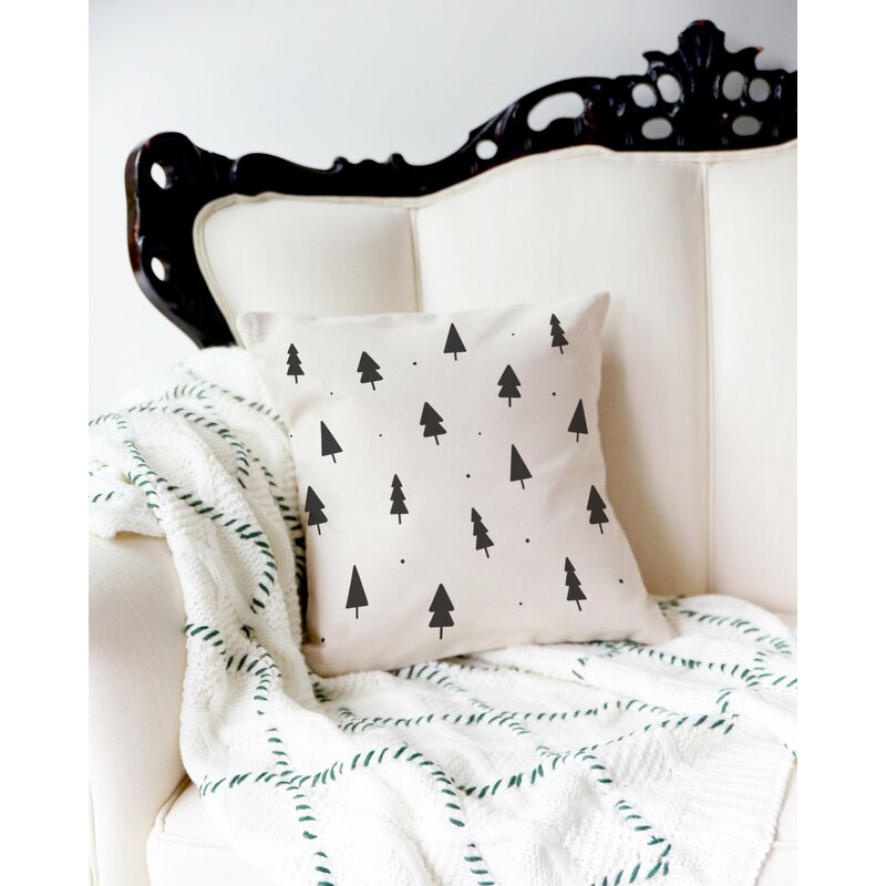 Bonny Christmas Trees Cotton 16" Throw Pillow Cover CYS114